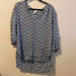 🔥 Stylus Blue Pattern Blouse Tee Shirt Large
